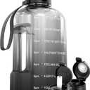 AQUAFIT 128 oz Water Bottle with Time Marker - Straw & Chug Lid - BPA Free 1 Gallon Gym Water Bottle with Handle - Big Gallon Jug (Midnight Gray, 128 Ounces)