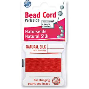 Griffin Silk Bead Cord Perlseide  Red Color  Size 4 (0.60mm)  2 Meters per Card  Stainless Steel Needle Attached  for Knotting Pearls, Gemstones, Crystals and Beads