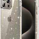 JETech Glitter Case for iPhone 15 Pro 6.1-Inch, Bling Sparkle Shockproof Phone Bumper Cover, Cute Sparkly for Women and Girls (Natural Titanium)