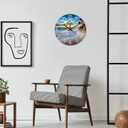 Glass Beach Wall Clocks Battery Operated 16 Inches or Larger Analog Wall Clock Silent Non Ticking Blue Wall Clock for Living Room