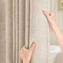 Linen Shower Curtain Boho Farmhouse Shower Curtains for Bathroom Neutral Luxury Fabric Taupe, Beige 72 x 72