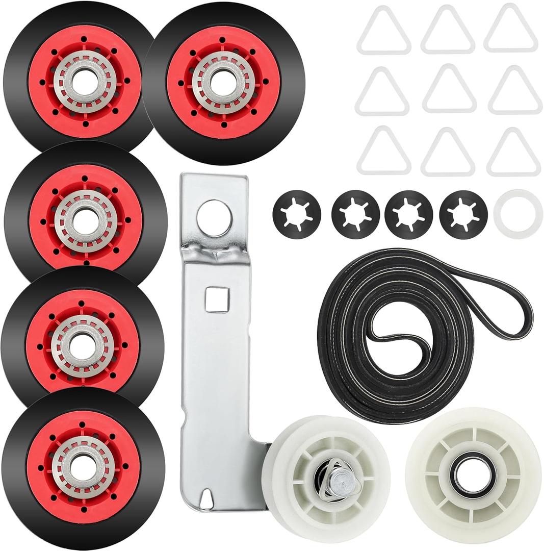 4392067 Dryer Repair Kit-W10837240 Dryer Idler Pulley&WPW10314173 Drum Roller( ) &661570V Dryer Belt&279640 Idler Pulley Compatible for Ken-more May-tag Whirl-pool by MIFLUS