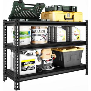 3-Tier Garage Shelving Heavy Duty,40''W x 18''D x 36''H Metal Shelving Unit,1320 lbs Weight Capacity Adjustable Storage Shelves for Retiple Tanks, Aquariums, Pantry,White, 40"W18"D36"H-3tier