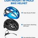 FUNWICT Adult Bike Helmet with Visor and Goggles for Men Women Mountain Road Bicycle Helmet Rechargeable Rear Light Cycling Helmet (XL: 59-63 cm (23.2-24.8 inches), Blue Grey)