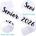 6PCS Senior 2026 Sash, Black Glitter White Finally Graduated 2026 Senior Sashes for Graduation Party Decorations Supplies