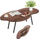 Foldable Coffee Table,Mid Century Modern Coffee Table Living Room Tables,Cloud Shape Irregular Center Table,Portable Folding Table for Small Spaces,Living Room,Bedroom,Entryway,Easy Assembly,Walnut, 39.37" X 21.65" X 16.53"