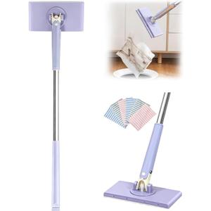 Snap Grip Mini Mop, Zero Touch Mini Mops, No Wash Lazy Mop Automatic Gripping, 360 Rotating Head, Stability Durability (36in+Cloth*6)