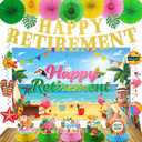 Luau Hawaiian Retirement Party Decorations, 23Pcs Beach Retirement Party Happy Retire ment Banner Backdrop, Tropical Retire ment Decorations Honeycomb Centerpieces Hanging Swirls Paper Fans