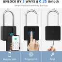 Fingerprint Padlock, Eseesmart Long Shackle Smart Padlock Bluetooth Lock with Mobile APP Outdoor Waterproof Lock for School Gym Locker, Fence, Gate, Toolbox