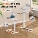 28" Mobile Bed Desk on Wheels, Dual-Tilt with Side Tray, White