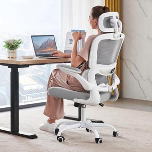 TRALT Office Chair Ergonomic Desk Chair, 330 LBS Home Mesh Office Desk Chairs with Wheels, Comfortable Gaming Chairs (White)