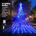 BlcTec Outdoor Christmas Decorations 317 LEDs Christmas Lights with 9 Strands 11.9ft Waterfall Christmas Tree Lights, 8 Modes, UL Certified, Waterproof, Topper Star & Timer for Yard Patio Dcor, Blue