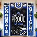 3pcs Congrats Officer Porch Banners & Police Door Banner Police Themed Hanging Decor for Police Academy, Cops Retirement,Outdoor Wall,Front Door Decor(Blue White Black)