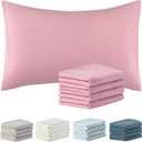 SiinvdaBZX 1800 Thread Count Microfiber Pillowcases Queen Size Set of 4 - Envelope Closure Pillow Cases - Ultra Soft Easy Care (Pink)