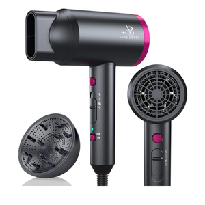 Ionic Hair Dryer with Diffuser, Powerful 1800W Blow Dryer for Women & Men, Fast-Drying Hair Dryer with Nozzle for Home, Salon, Travel