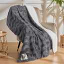 VIPBED Heated Blanket Twin Size, Warm Soft Faux Rabbit Fur Electric Blanket with 6 Heating Levels & 10 Hours Auto-Off, Fast Heating & Over-Heat Protection, Machine Washable - Grey, 62”x 84”