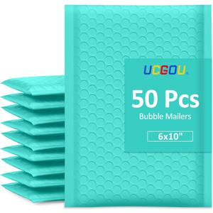 UCGOU Bubble Mailers 6x10 Inch Teal 50 Pack Poly Padded Envelopes Small Business Mailing Packages Opaque Self Seal Adhesive Waterproof Boutique Shipping Bags for Jewelry Makeup Supplies
