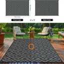 Outdoor Patio Plastic Straw Rug - 6x9 ft Outdoor Camping Rug Waterproof Reversible, Area Carpet Patios Clearance RV, Outside Porch Balcony Deck for Camper, Black & Grey