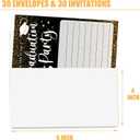 4 x VIVORA Black Gold Glitter Graduation Invitation Card for Graduate, Black Gold Glitter Graduation Party Invites, 30 Cards & 30 Envelopes, 4x6 Inches, Double-Sided
