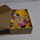 Sratte 140 Pcs Glow in The Dark Rubber Ducks Summer Mini Luminous Light Up Bulk Fluorescent Bath Toy Assorted Duck Sunglasses Necklace Swim Circle Hat for Baby Shower Party Gift