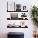 MBYD Floating Shelves 3 Same Dimensions, 24 Inch Deep Walnut Solid Wooden Shelves for Wall, Wall Mount Picture Ledge Wall Shelf for Home, Kitchen, Office, Living Room, Set of 3 24 in