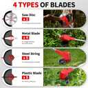 FULLYEA Electric Weed Wacker Cordless, Foldable Grass Trimmer with 2*4.0Ah Batteries & Charger, Brush Cutter Battery Powered with 3 Types Blades, Lawn Mover Lightweight Weed Eater for Lawn Yard Garden, 35.43 inches