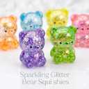 Glitter Bear Squishy Toys, 12 Pack 2 Inch Cute Bear Slow Rising Stress Relief Squeeze Toys for Kids & Adults Birthday Gifts, Party Favors, Goodie Bag Fillers, Classroom Rewards