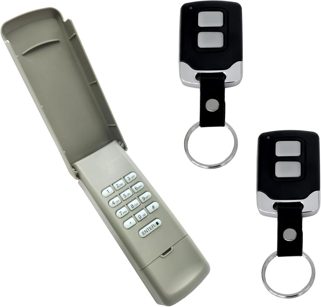 877MAX+893LM Garage Door Opener Keypad with 2 Remotes, Compatible with Liftmaster Chamberlain Craftsman, Replaces 877MAX 893Max 971LM 371LM, Compatible with Red Orange Purple Yellow Learn Button