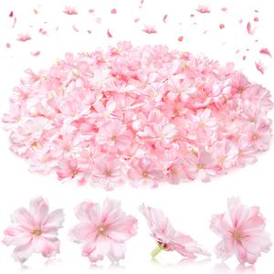 WILLBOND 100 Pieces Faux Flower Heads for Crafts Artificial Silk Plum Blossom Heads for Home Room Wedding Party Marriage Car Shoes Hats, 1.8 Inch (Pink)