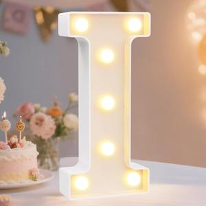 Pooqla LED Marquee Letter Lights Sign, Light Up Alphabet Letter for Home Party Wedding Decoration I 