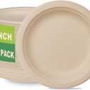 GreenWorks 100 Count 6 Small Compostable Dessert Plates, Heavy-duty Unbleached Biodegradable Bagasse and Bamboo fiber Paper Plates