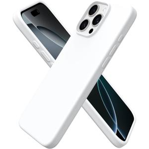 ORNARTO Compatible with iPhone 16 Pro Max Case 6.9", Slim Liquid Silicone 3 Layers Soft Gel Rubber Shockproof Protective Cover with Anti-Scratch Microfiber Lining-White