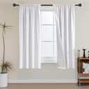 H.VERSAILTEX Thermal Insulated 100% Blackout Curtains with White Liner Full Noise Reducing Rod Pocket Curtain Panels Total Heat Blocking Drapes for Summer, 52 x 54 Inch, 2 Panels, White