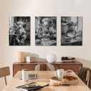 Highland Cow Kitchen Wall Art Funny Cow Cooking Canvas Painting Black And White Highland Cattle Posters Prints Vintage Farmhouse Animals Pictures Wall Decor for Bar Kitchen Dining Room Framed
