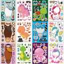 24 Sheets 8.27''5.9'' Make Your Own Stickers for Kids Toddlers, Make a Face Stickers Mix and Match with Unicorns Dinosaur Horse and Sea Animals for Kids Party Favors Activities