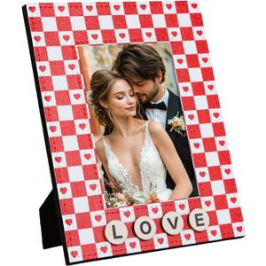 PETCEE Love Picture Frame for Couples - Valentines Day Picture Frame Unique Gift Red and White Heart Design Romantic Valentine's Day Gifts for Him Her Wedding Anniversary Birthday Family Decorations