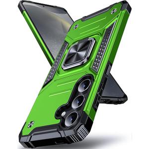 DASFOND Galaxy S24 Case, Military Grade Shockproof Protective Phone Case Cover with Enhanced Metal Ring Kickstand [Support Magnet Mount] Compatible with Samsung Galaxy S24, Grass Green
