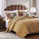 Greenland Home Antique Chic Authentic Patchwork Cotton Quilt Set, Natural, 3-Piece Full/Queen