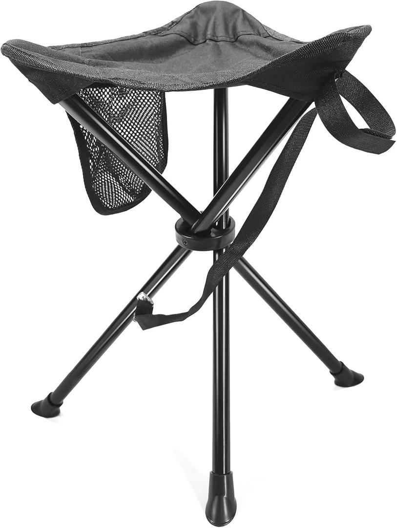 Camping Stools, Tripod Chair for Camping, Lightweight Chair, Adjustable Carry Strap for Easy Transport, Outdoor Adventures Black