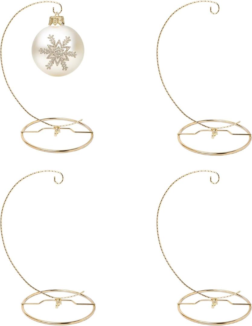 HOHIYA Christmas Ornament Display Stand 4 Pack 9.5" Gold Twist Wire Holders for 150mm/6inch Glass Terrarium Air Plant Halloween Xmas and Easter Decorations
