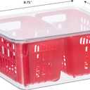 Oggi Berry Container for Fridge - Double Colander Basket - Ideal Berry Containers for Fridge, Includes Berry Colander Insert (8.75" x 6.75" x 3.75"), Red