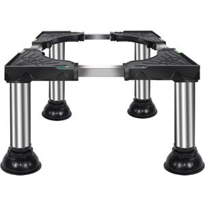 Adjustable Mini Fridge Stand for 17-27 Inch Appliance Washing Machine Stand Base with 4 Strong Feet Heavy Duty Washer and Dryer Pedestals Stand (Black, 12.2" to 13.4" Height)