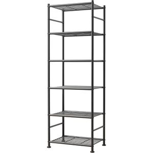Sakugi 6-Tier Metal Storage Shelves - Slim Shelf Organizer with Reinforced Side Bars, Spacious Storage for Kitchen, Bathroom, and Laundry Room Organization, 18.2" x 12.5" x 70.1", Black