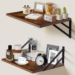 2 estantes flotantes profundos; estantes colgantes de pared de 12 pulgadas de profundidad para sala de estar, cocina, oficina, bao y decoracin de dormitorio; juego de estantes de (Marrn (Rustic Brown))