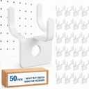 Tandefio Pegboard Hooks Metal Prong Hook Peg Board for Hanging Hangers for Picture Jewelry Wall Display Tool(White,50 Pcs)