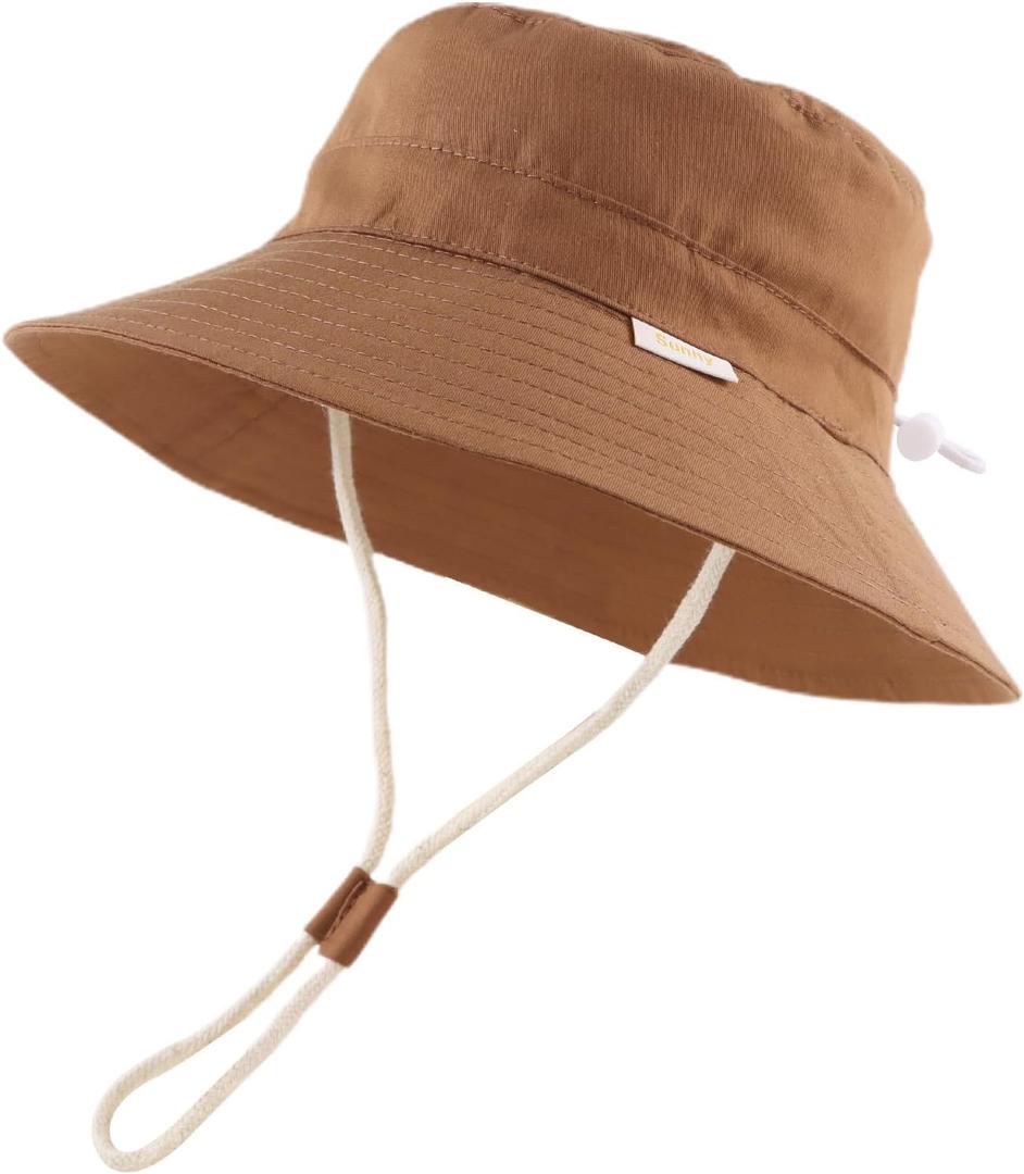 Bamery Baby Toddler Girls Bucket Hat Newborn Sun Hats for Boys Classic Infant Summer UV Protection Hats Kids Beach Cap (2-8 Years, Brown)