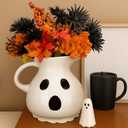 Large Halloween Ghost Vase 11 Inch White Ghost Planter Bucket Pot Cute Gothic Style Decorative Vase Halloween Centerpiece Gift for Flowers Home Display Stand Decoration