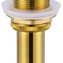 Angle Simple Bathroom Sink Drain Stopper Glossy Deep Gold Color, Brass Pop Up Sink Stopper with Overflow Hole for Sink with 1.61 to 2 Inches Drain Hole
