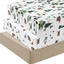 david's kids 3 Pack Fitted Crib Sheets, Ultra Soft Breathable Comfortable Baby Sheet Set for Boys Girls Neutral, 28x52 Inch Fits Standard Crib and Toddler Mattresses, Woodland Animals