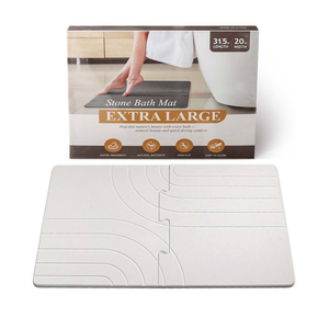 Quick Dry Large Stone Bath Mat for Bathroom, 32" * 20" Water Absorbing Diatomaceous Earth Bath Mat, Non Slip Magic Absorbent Bathroom Floor Shower Mat Diatomite Stone Dying Bathmat, Gray